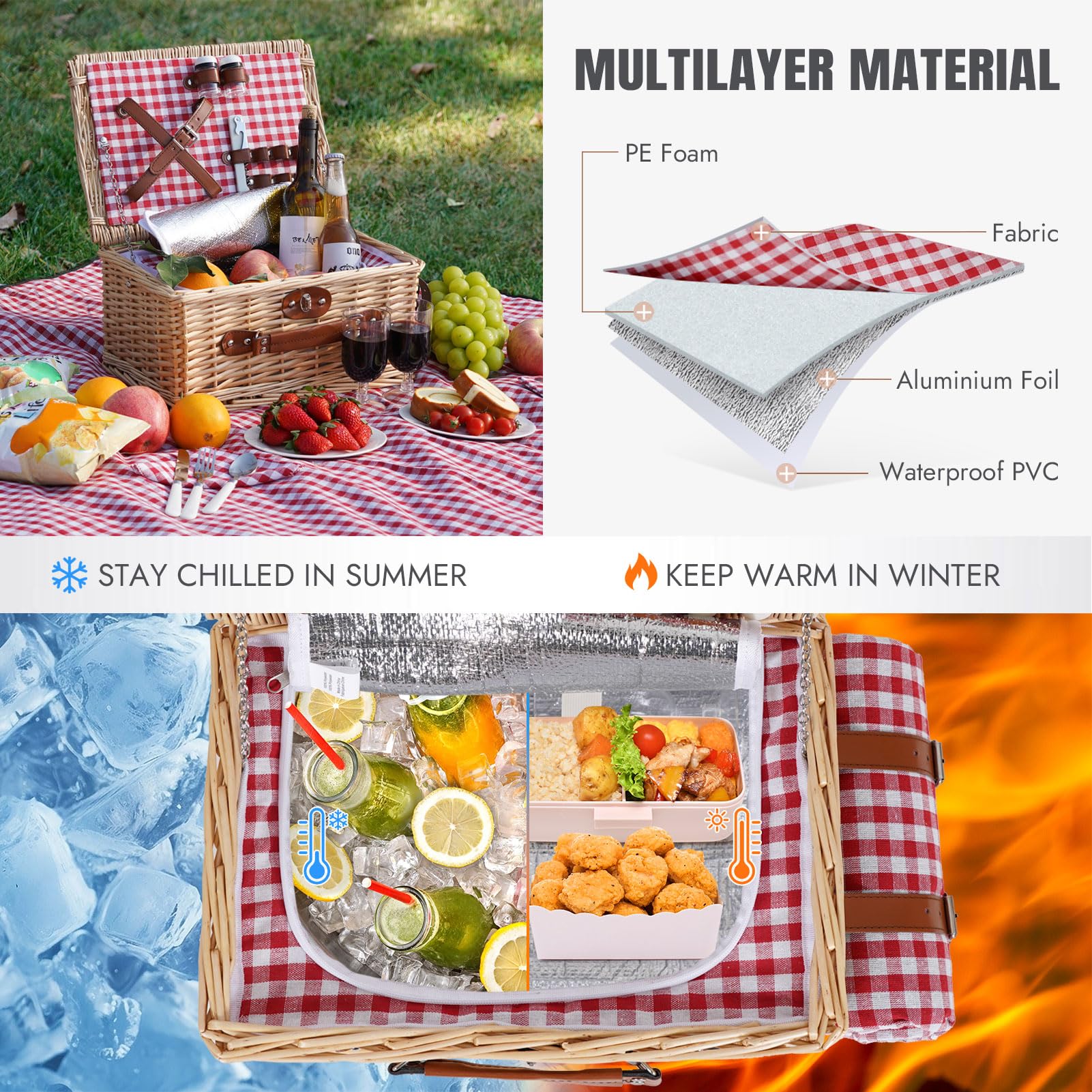 HappyPicnic stainless cutlery and porcelain plates neatly fastened inside