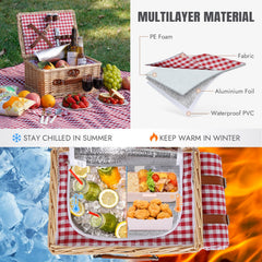 HappyPicnic stainless cutlery and porcelain plates neatly fastened inside