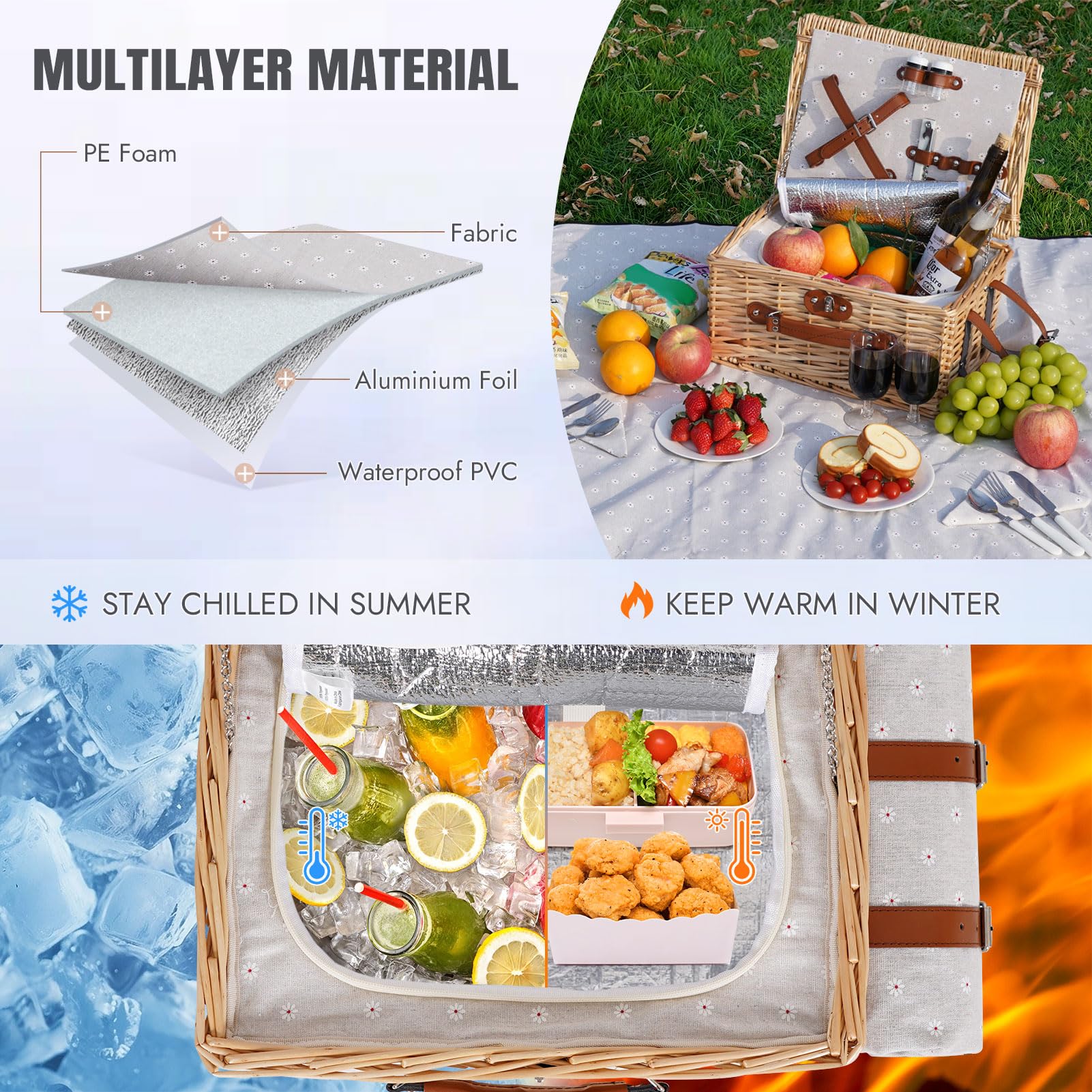 HappyPicnic stainless steel cutlery and porcelain plates secured by straps for neat transport