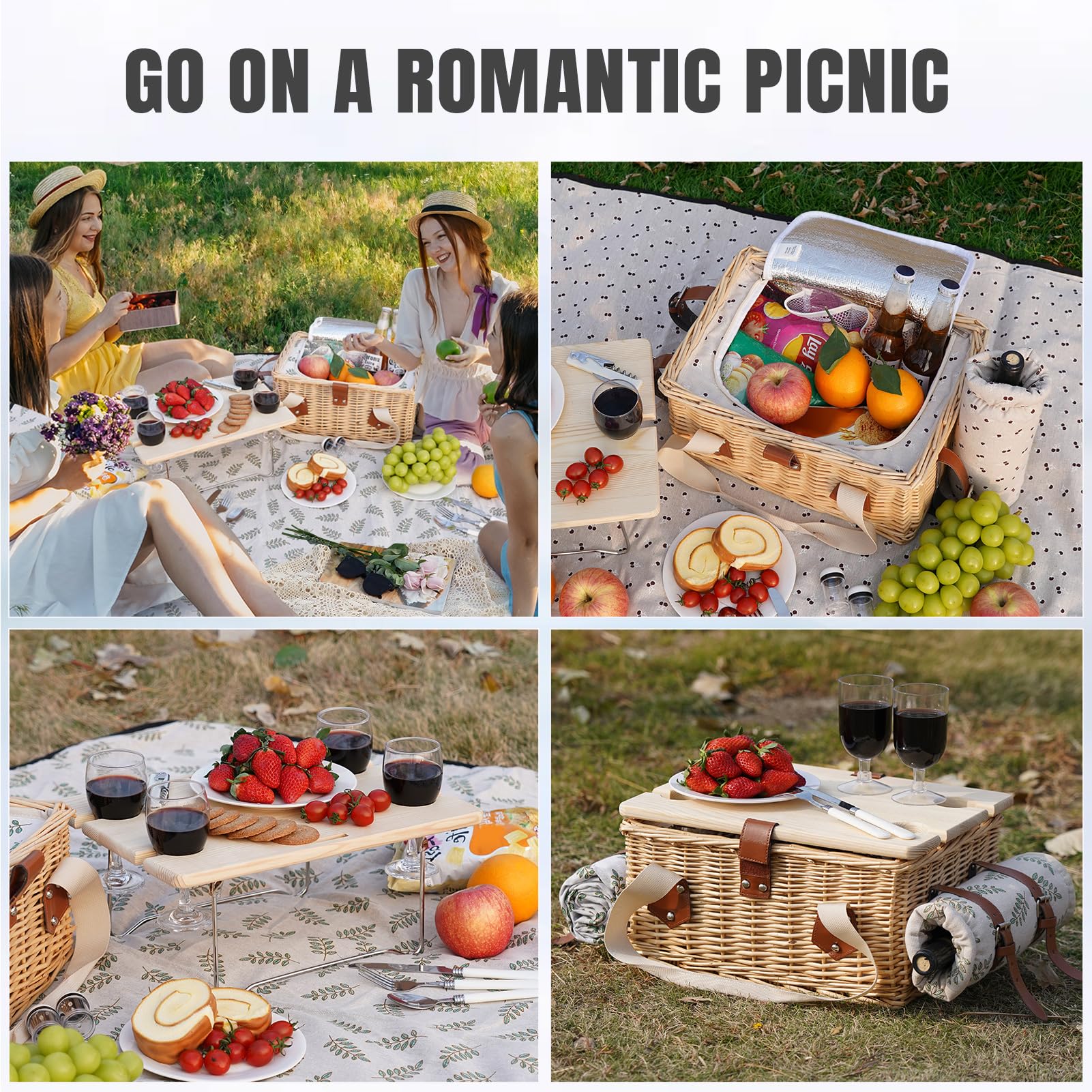 HappyPicnic foldable picnic table open with cup slots for secure drinks