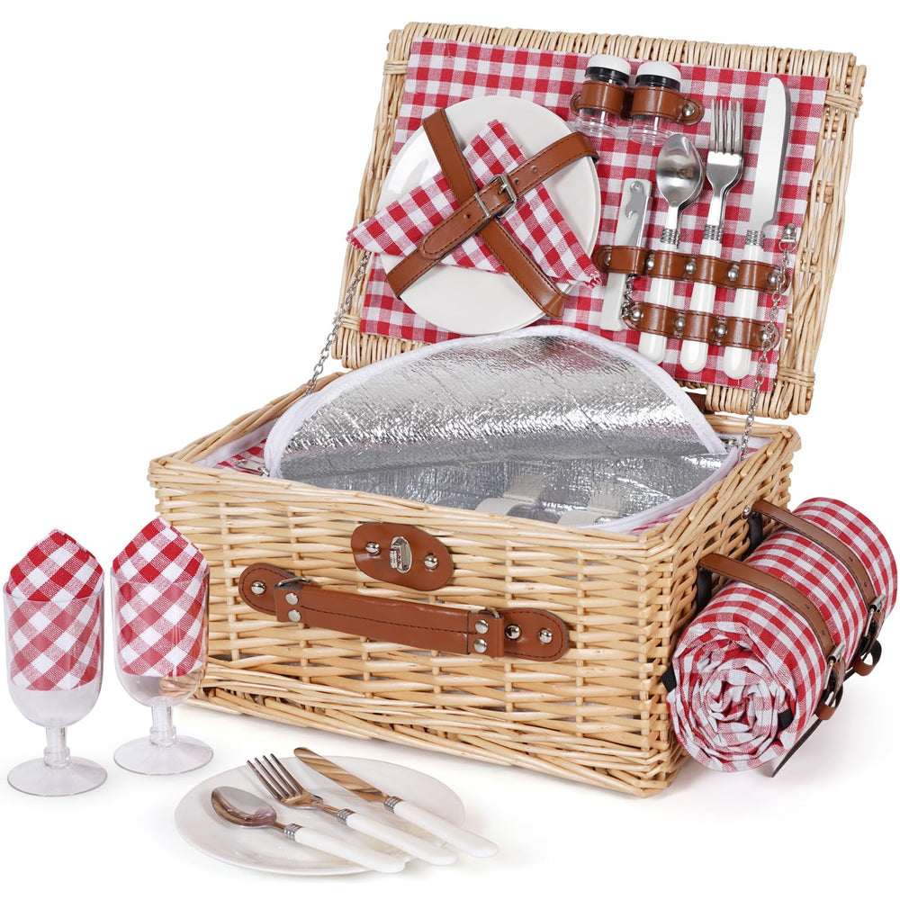 HappyPicnic front view of wicker basket showing compact stylish design
