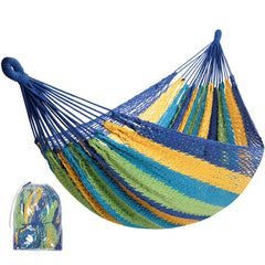 HappyPicnic hammock front view showing full colorful bed and rope ends for roomy relaxation