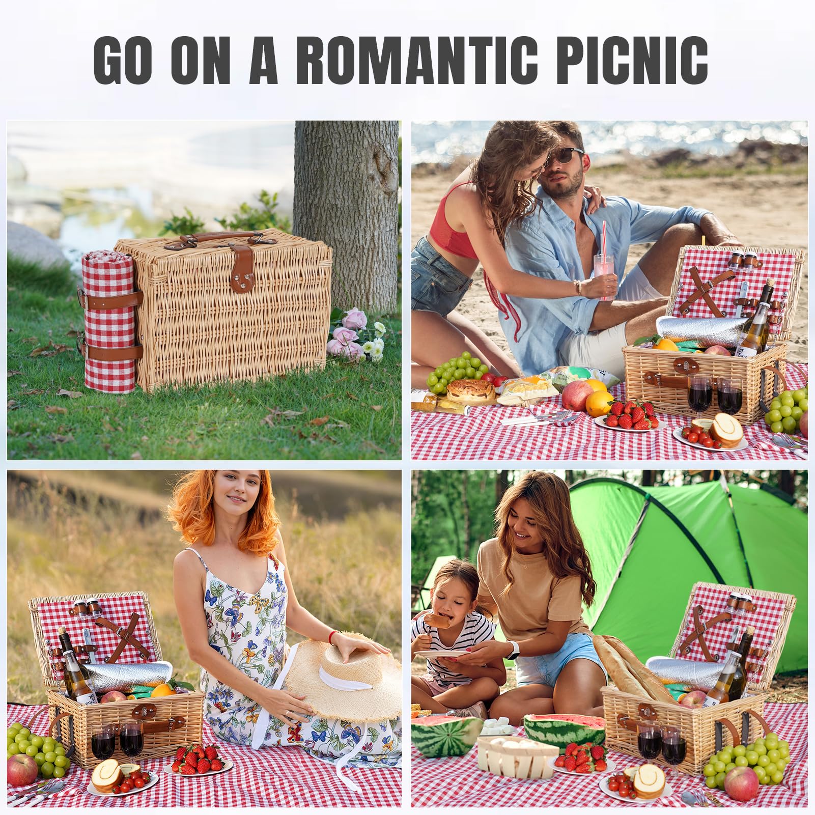 HappyPicnic label and accessories highlighting complete picnic essentials