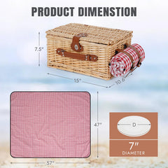 HappyPicnic open basket displaying full two-person kit for convenience