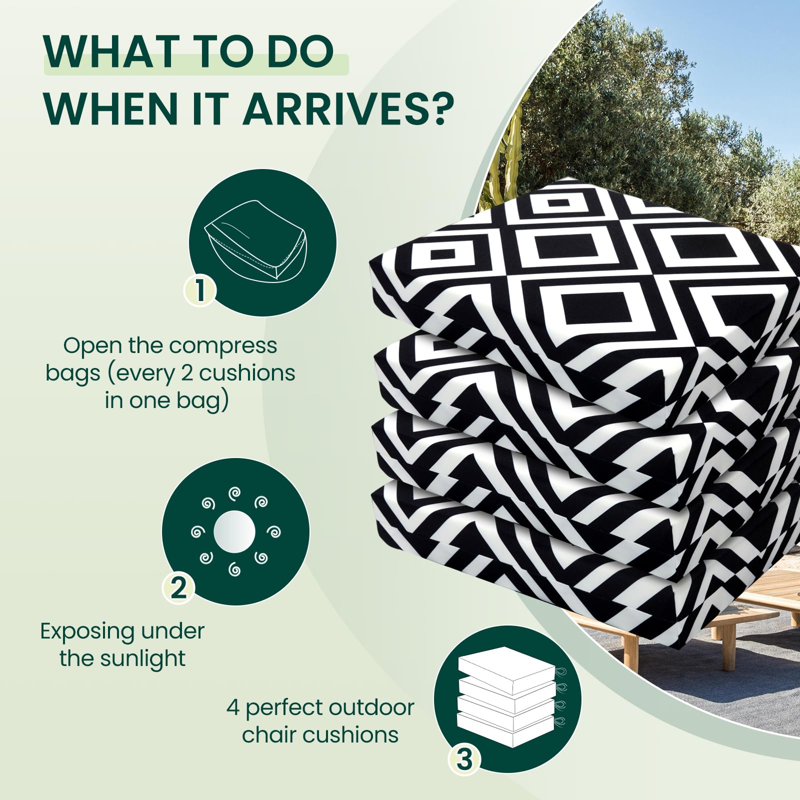 HARBOREST cushion placed on metal patio chair demonstrating improved comfort