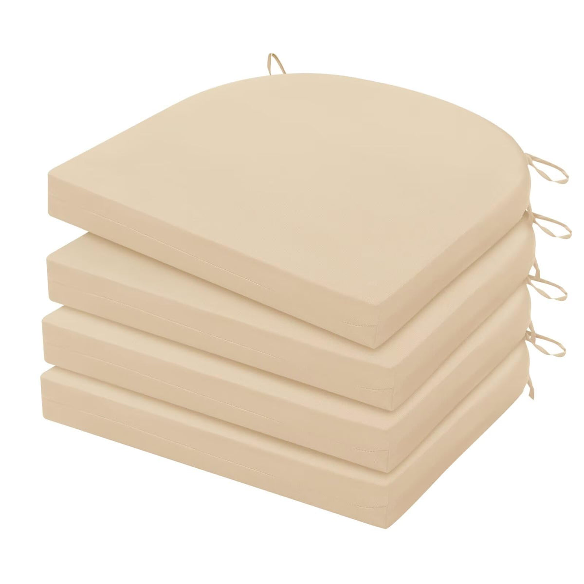 HARBOREST front view of four beige cushions neatly stacked, shows compact packaging and calm color