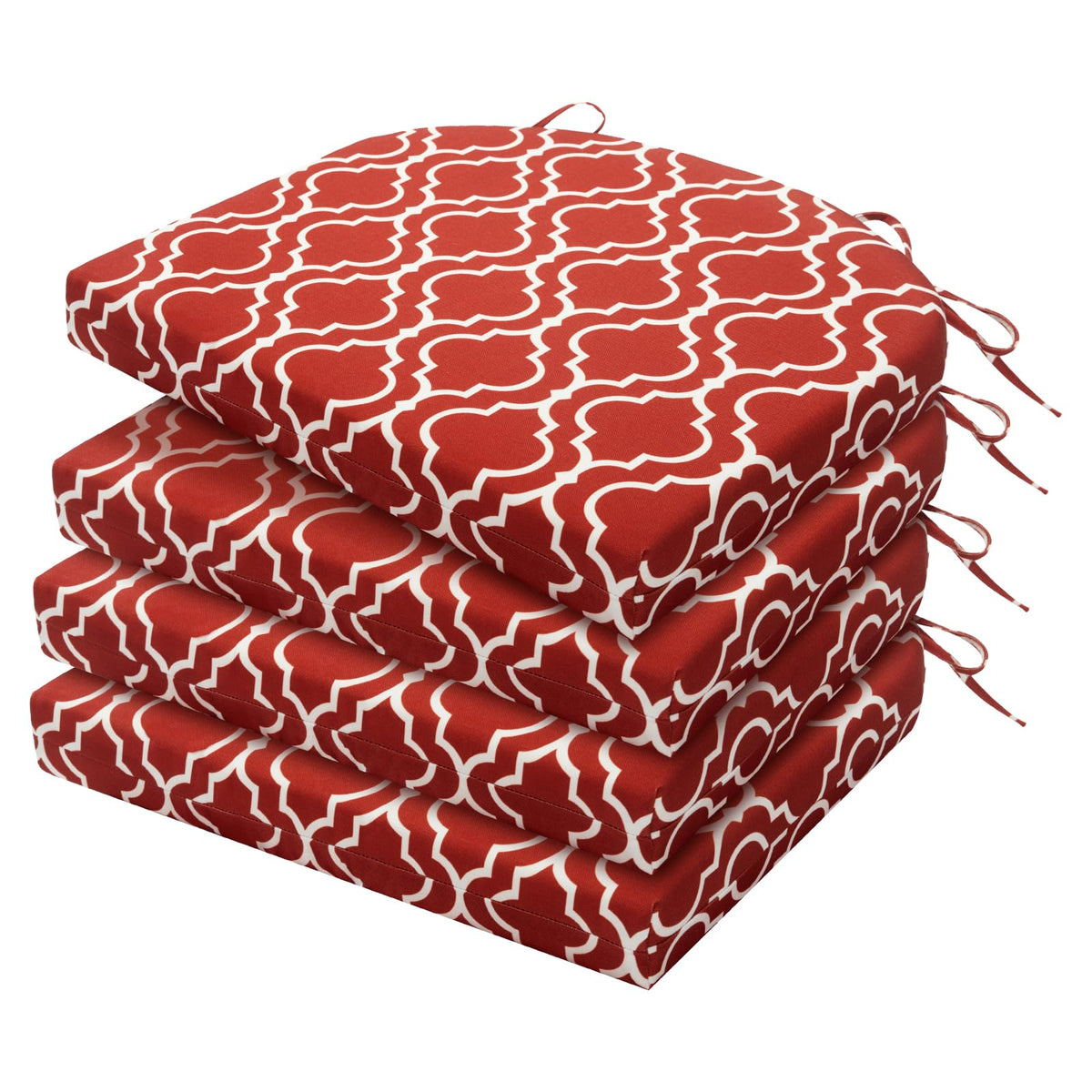 HARBOREST front view of four wine red geometry cushions showing pattern and color benefit