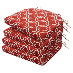 HARBOREST front view of four wine red geometry cushions showing pattern and color benefit