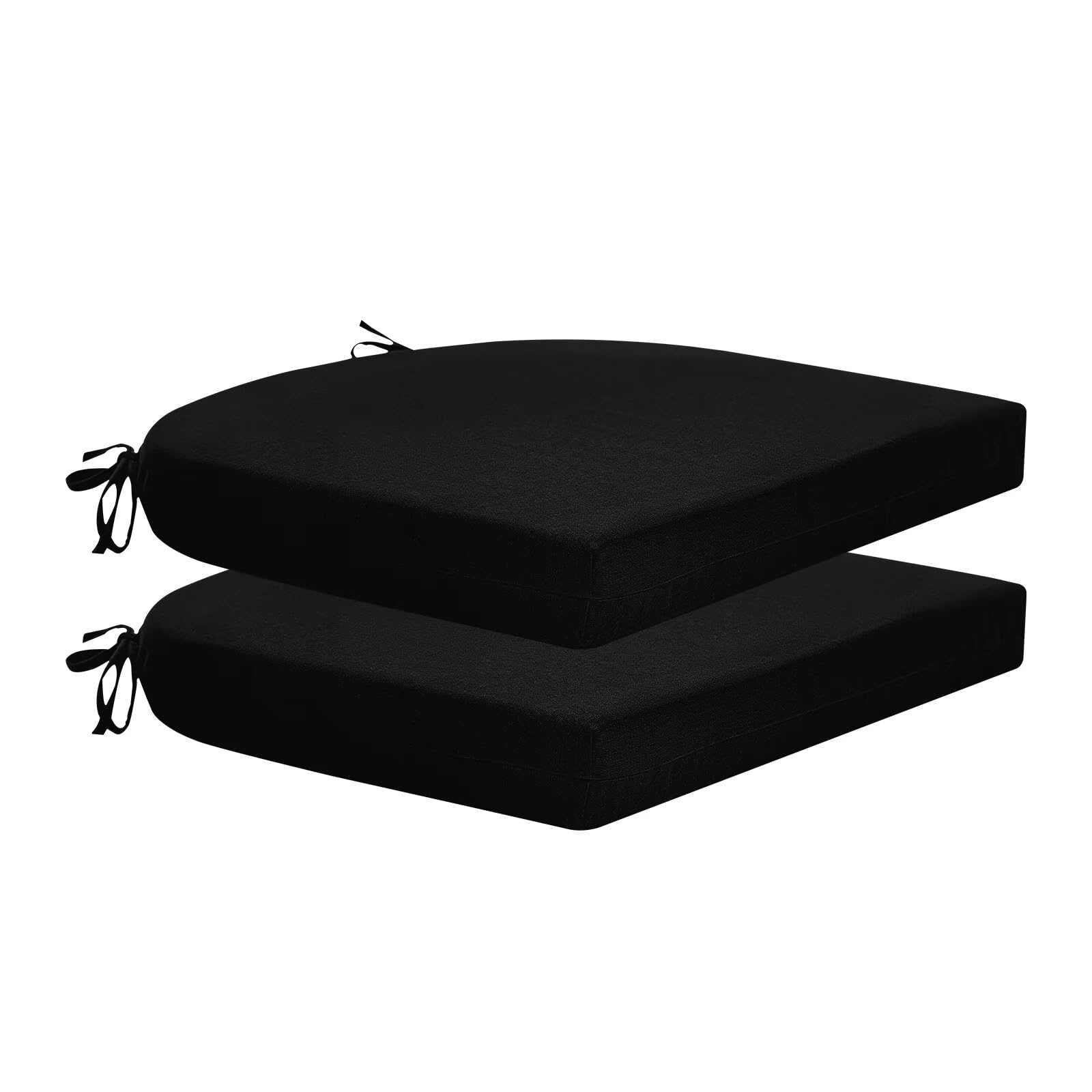 HARBOREST front view of black cushions showing neat seam and shape benefit comfort