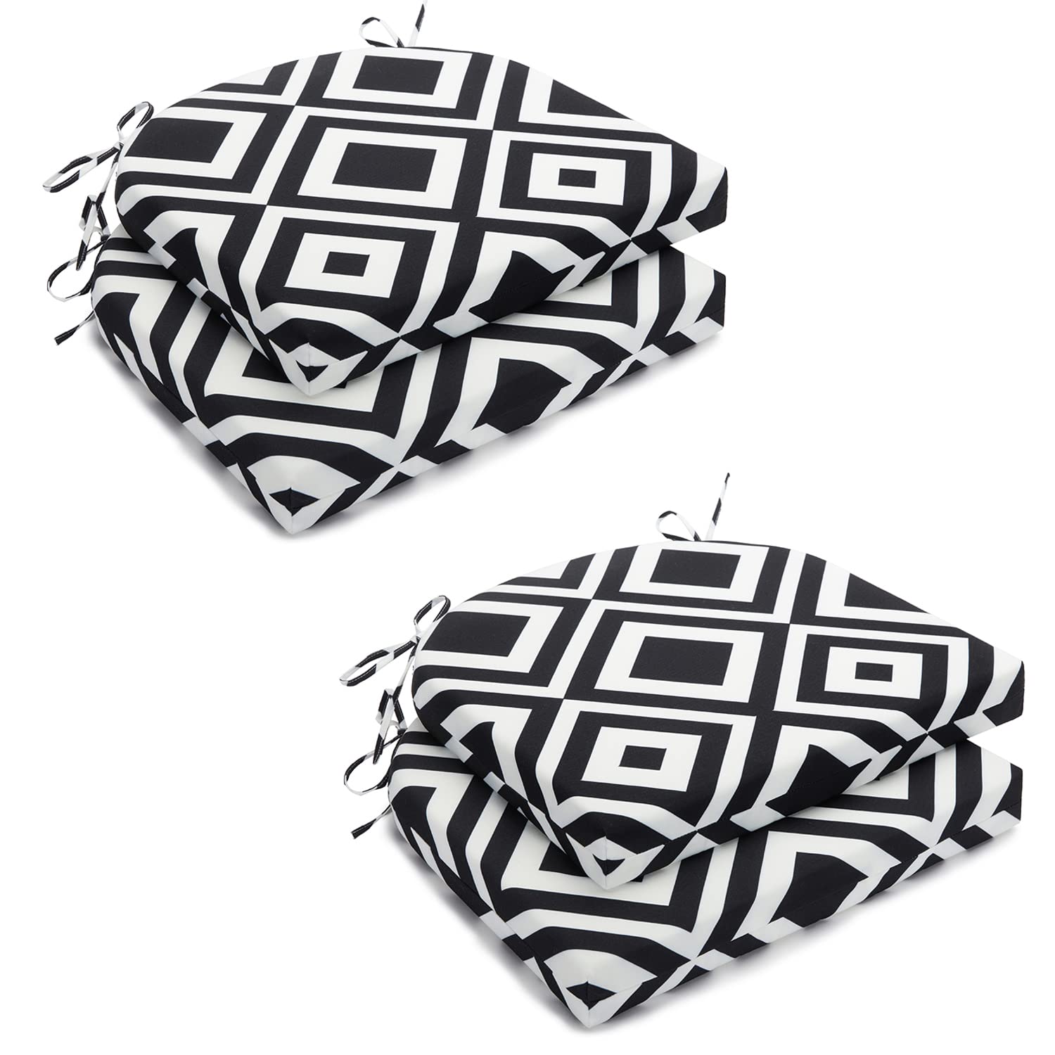 HARBOREST front view of black white diamond cushions showing pattern and fit benefits