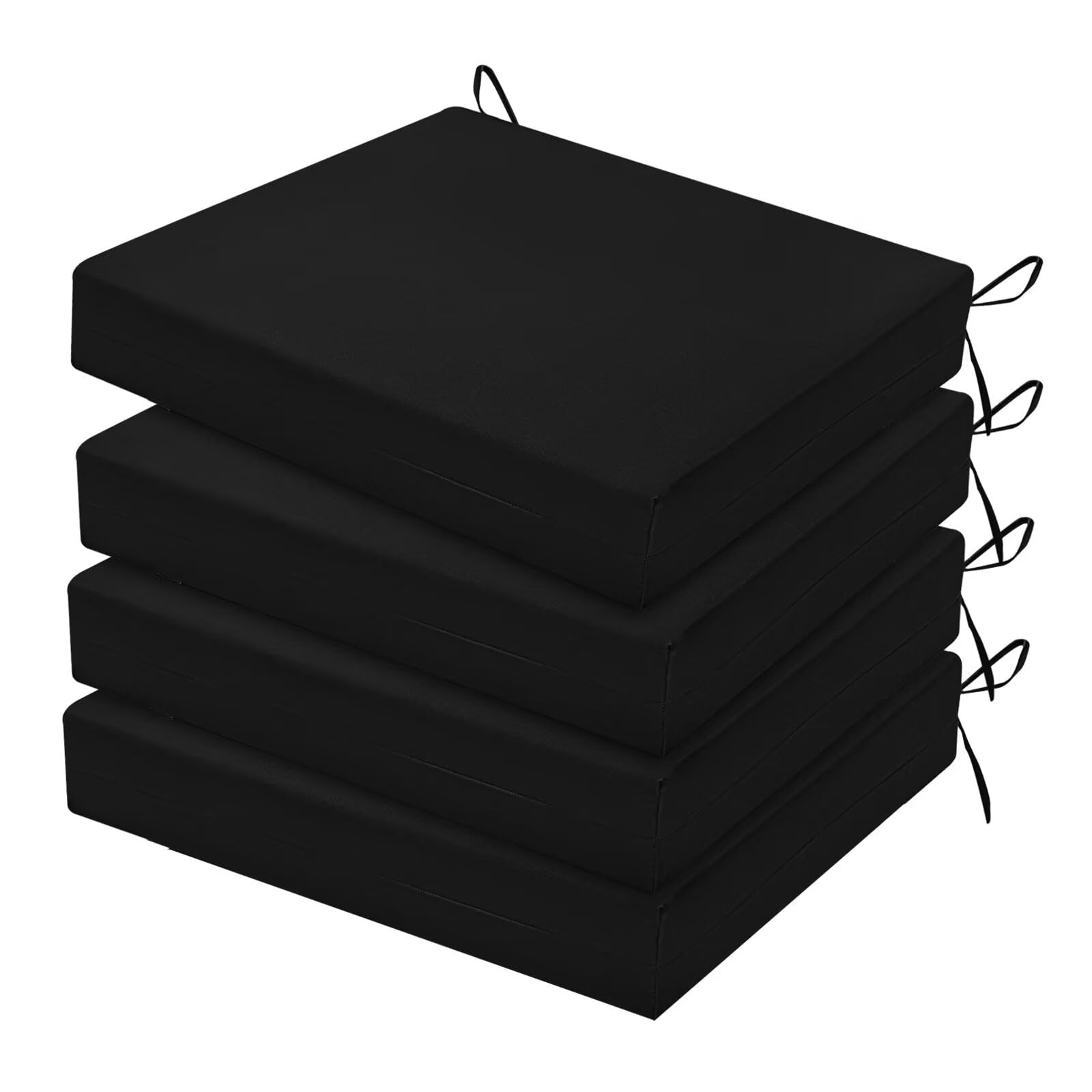 HARBOREST front view of four black cushions showing neat appearance and cohesive set benefit
