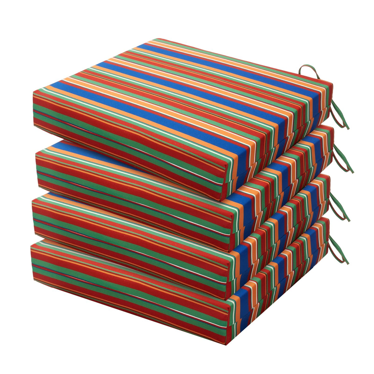 HARBOREST front view showing four rainbow stripe cushions in package, adds color