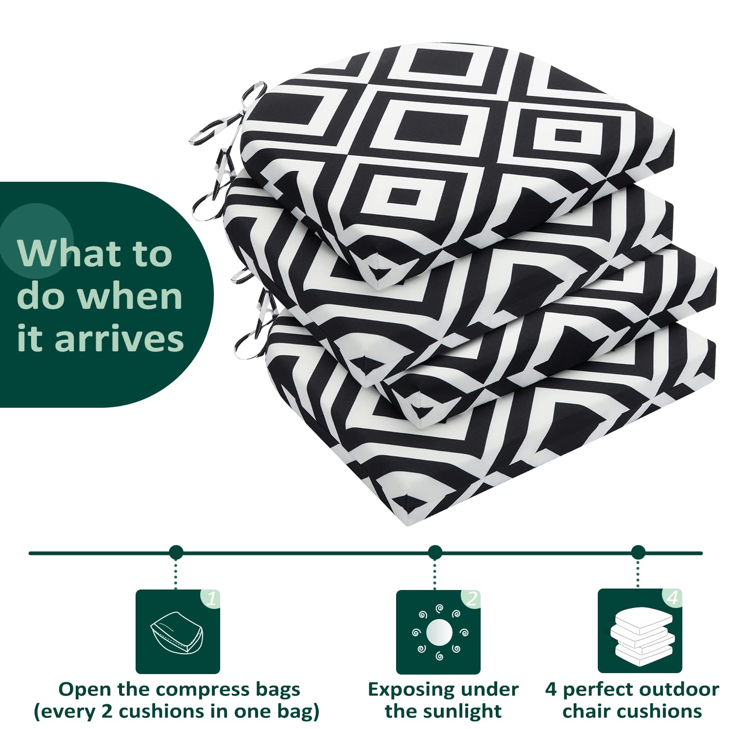 HARBOREST cushion placed on patio chair demonstrating comfort and stability benefit