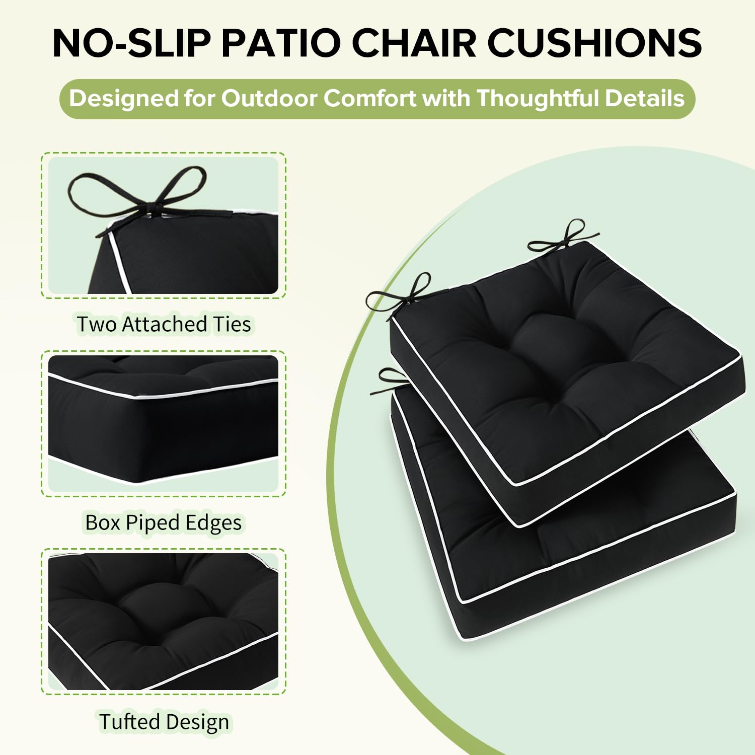 HARBOREST cushion placed on wicker chair demonstrating improved comfort