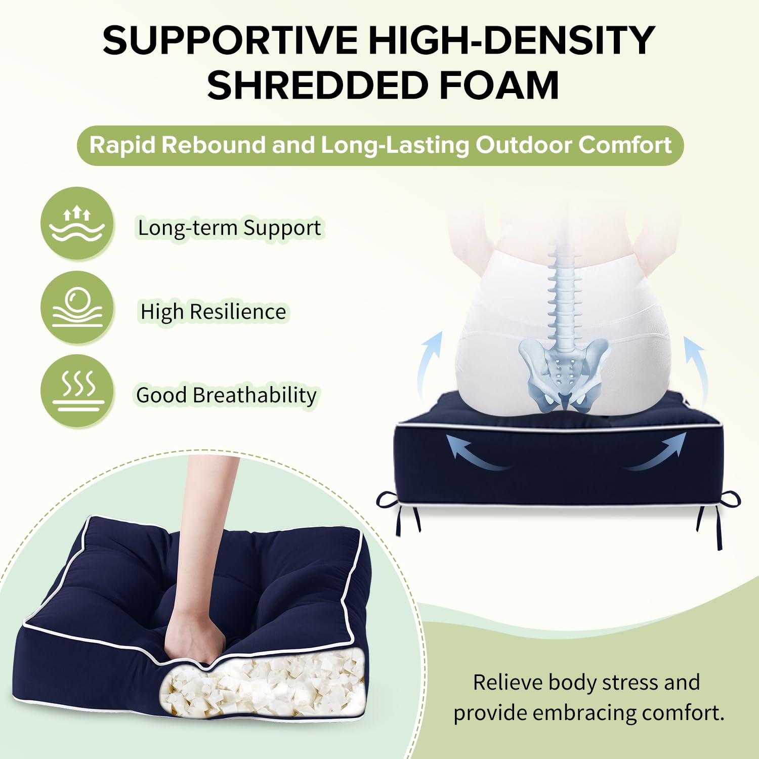 HARBOREST cushions placed on a wicker chair offering instant outdoor comfort