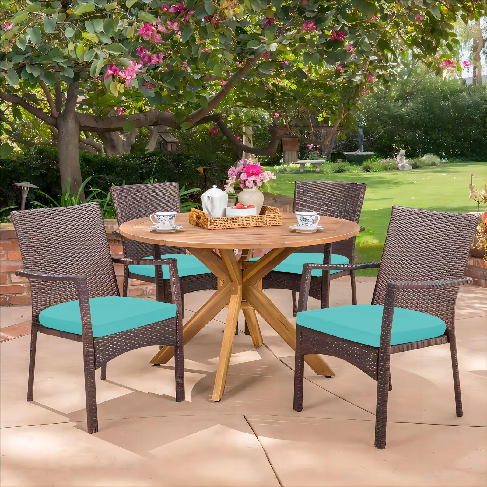 HARBOREST lifestyle backyard dining scene showing refreshed outdoor seating benefit
