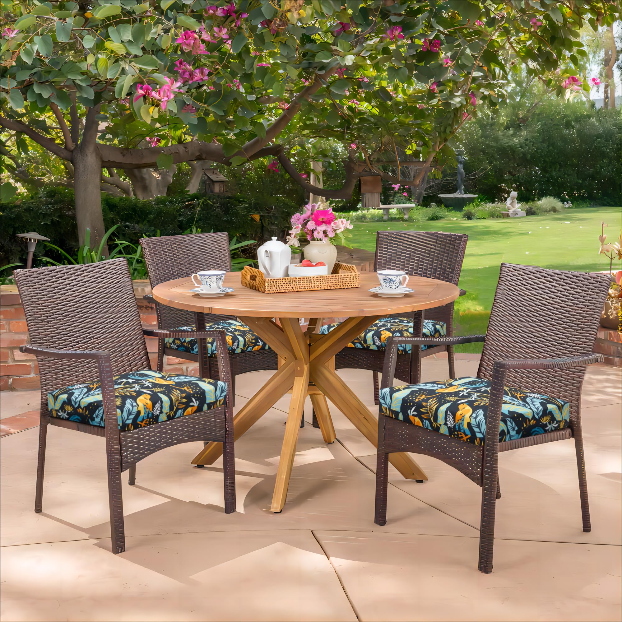 HARBOREST cushions in backyard setting showing coordinated color and added patio seating appeal