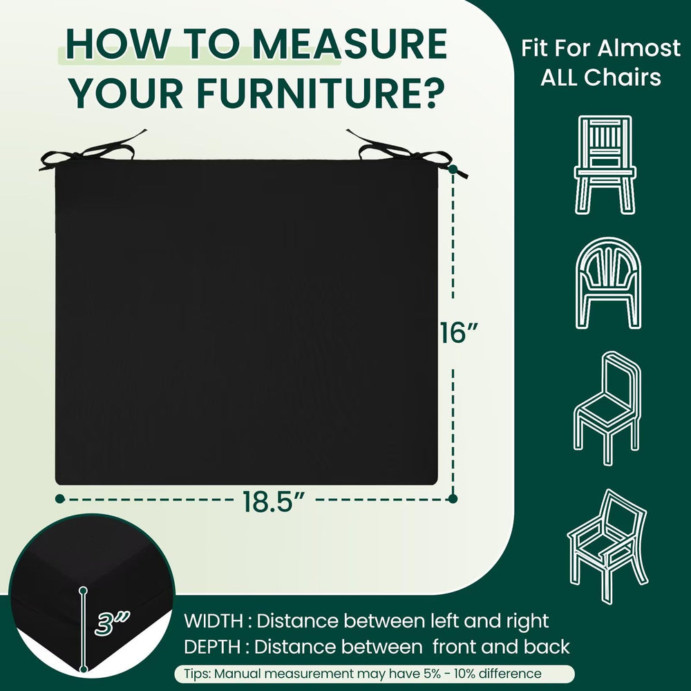 HARBOREST cushion beside ruler showing 18.5x16x3 size for accurate fit confirmation