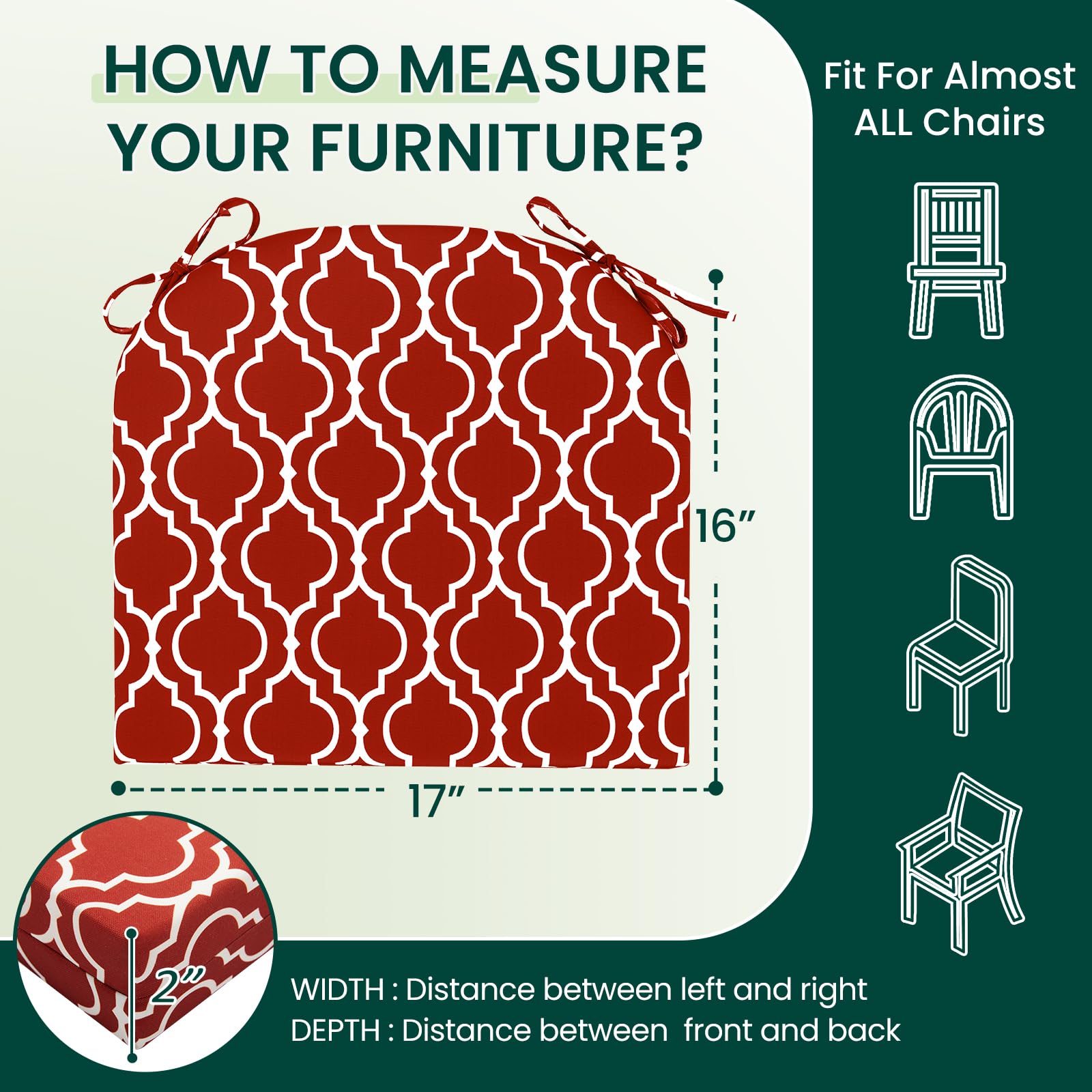 HARBOREST cushion next to chair for size comparison showing correct fit benefit