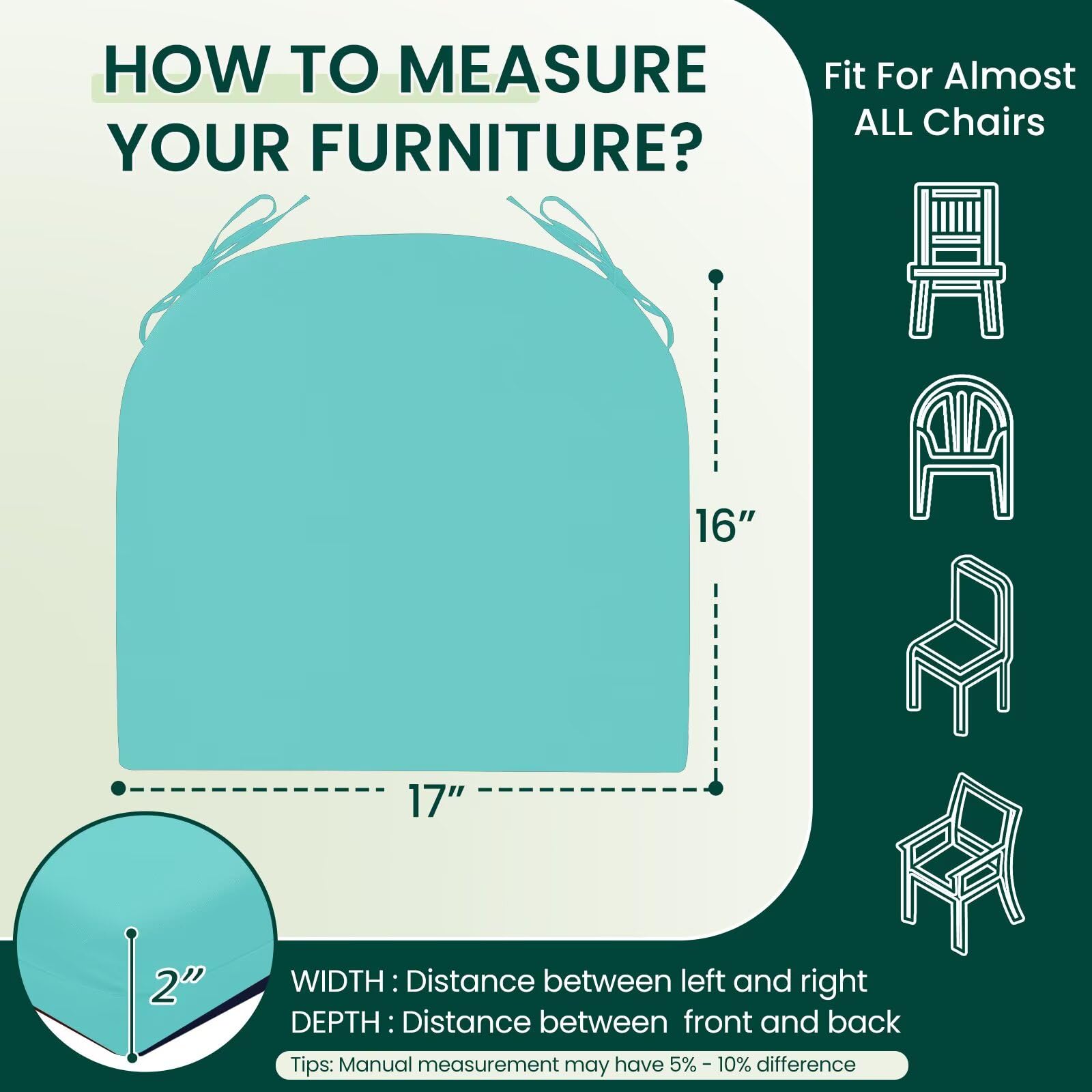 HARBOREST size comparison with ruler showing 17x16x2 fit benefit