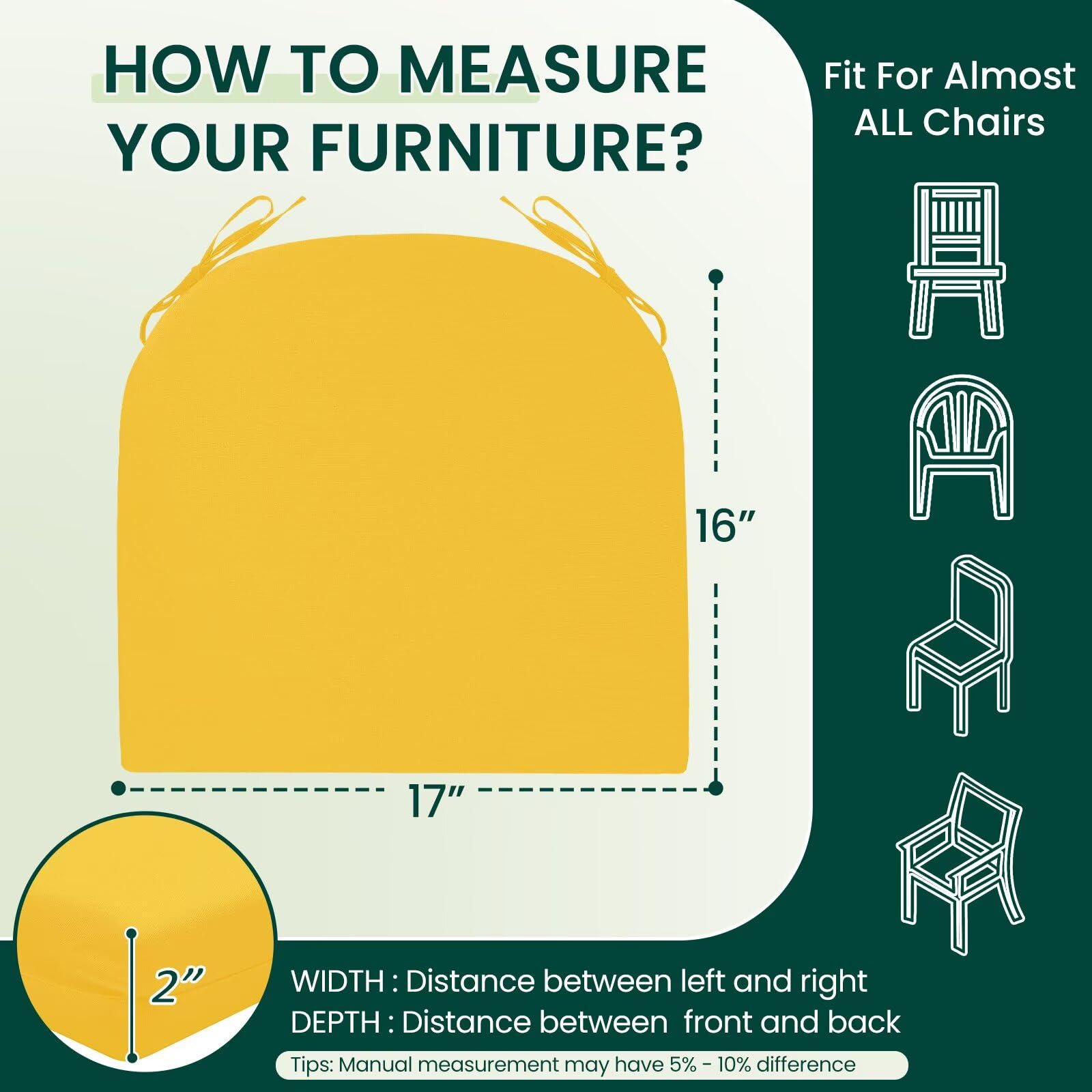 HARBOREST size scale comparison with ruler showing exact 17x16x2 inches for fit clarity