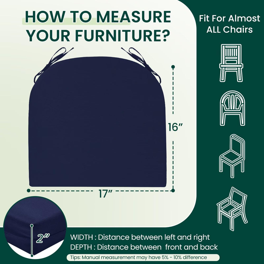 HARBOREST cushion on chair for scale showing correct 17x16x2 fit