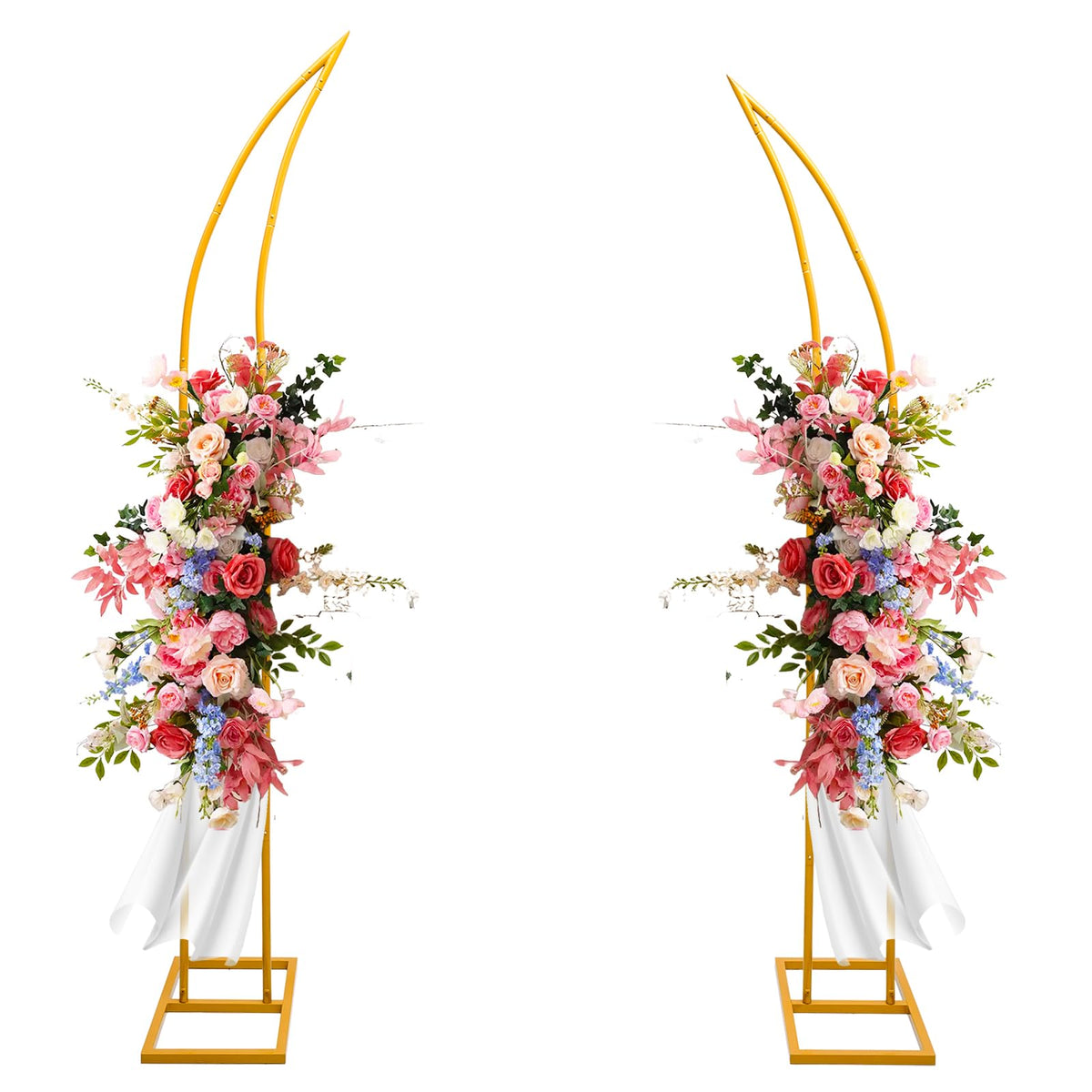 Harfirbe gold arch front view showing elegant ceremony backdrop and visual impact