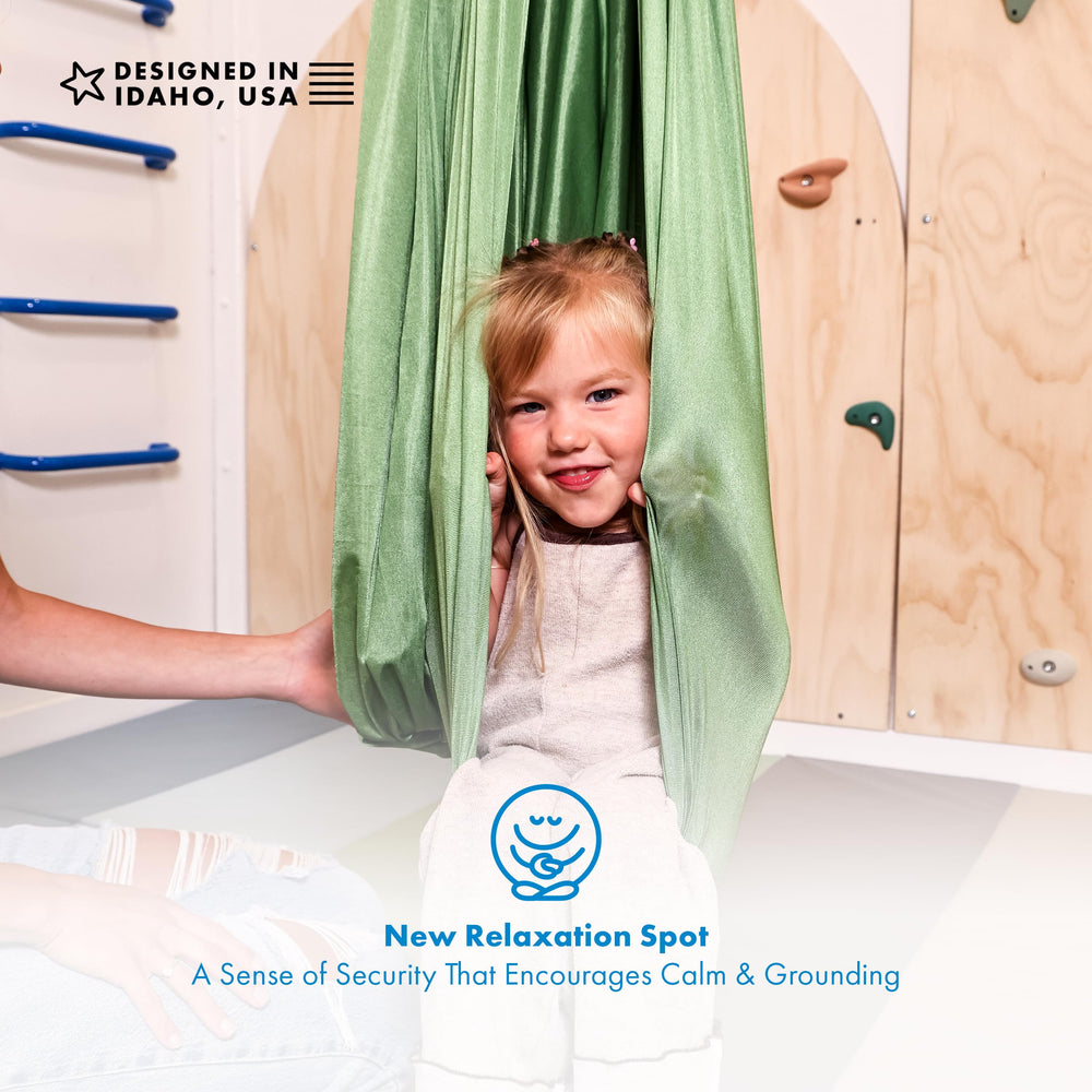 Harkla swing installed in a playroom showing lifestyle calming and relaxation