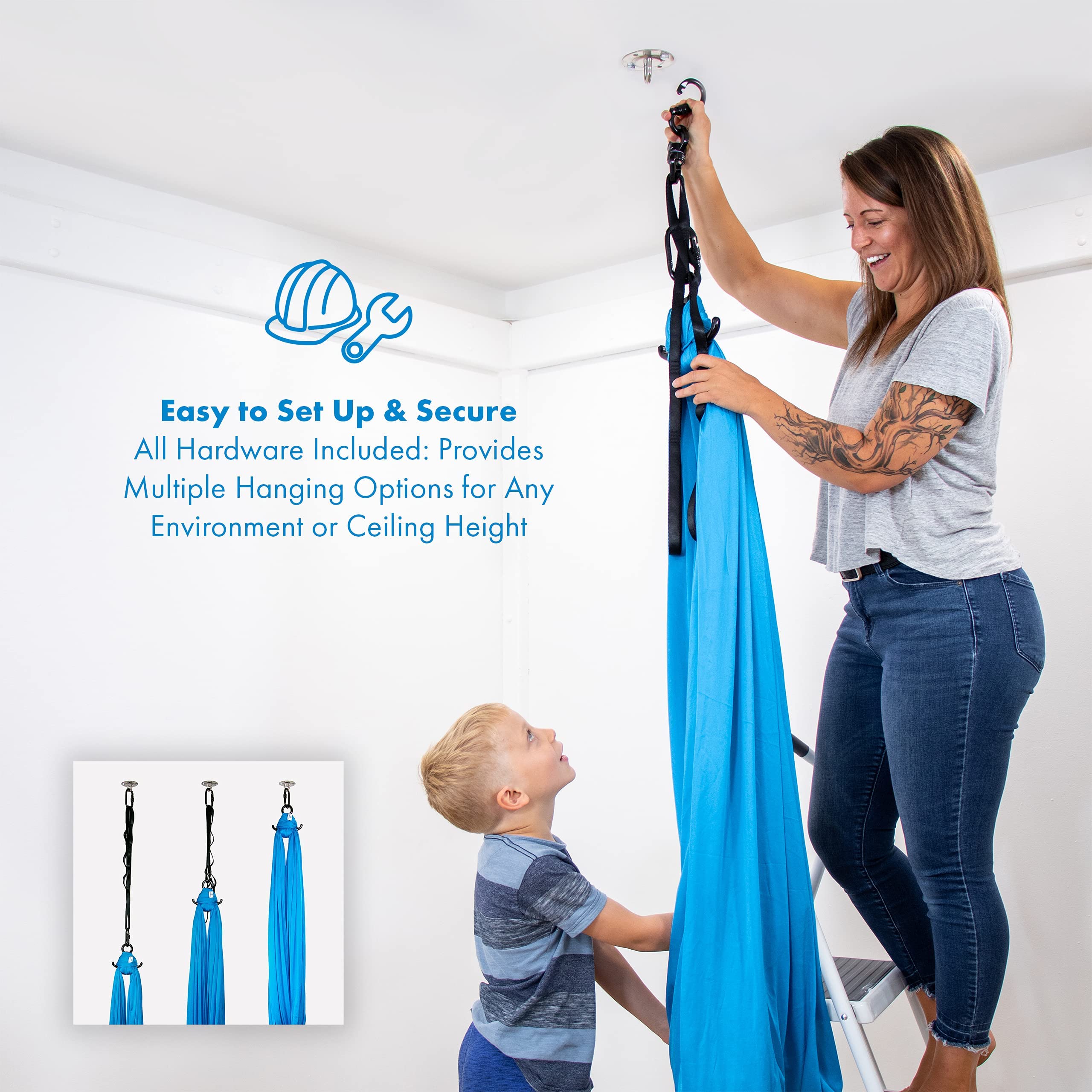 Harkla sensory swing in use by child offering snug compression and focused relaxation