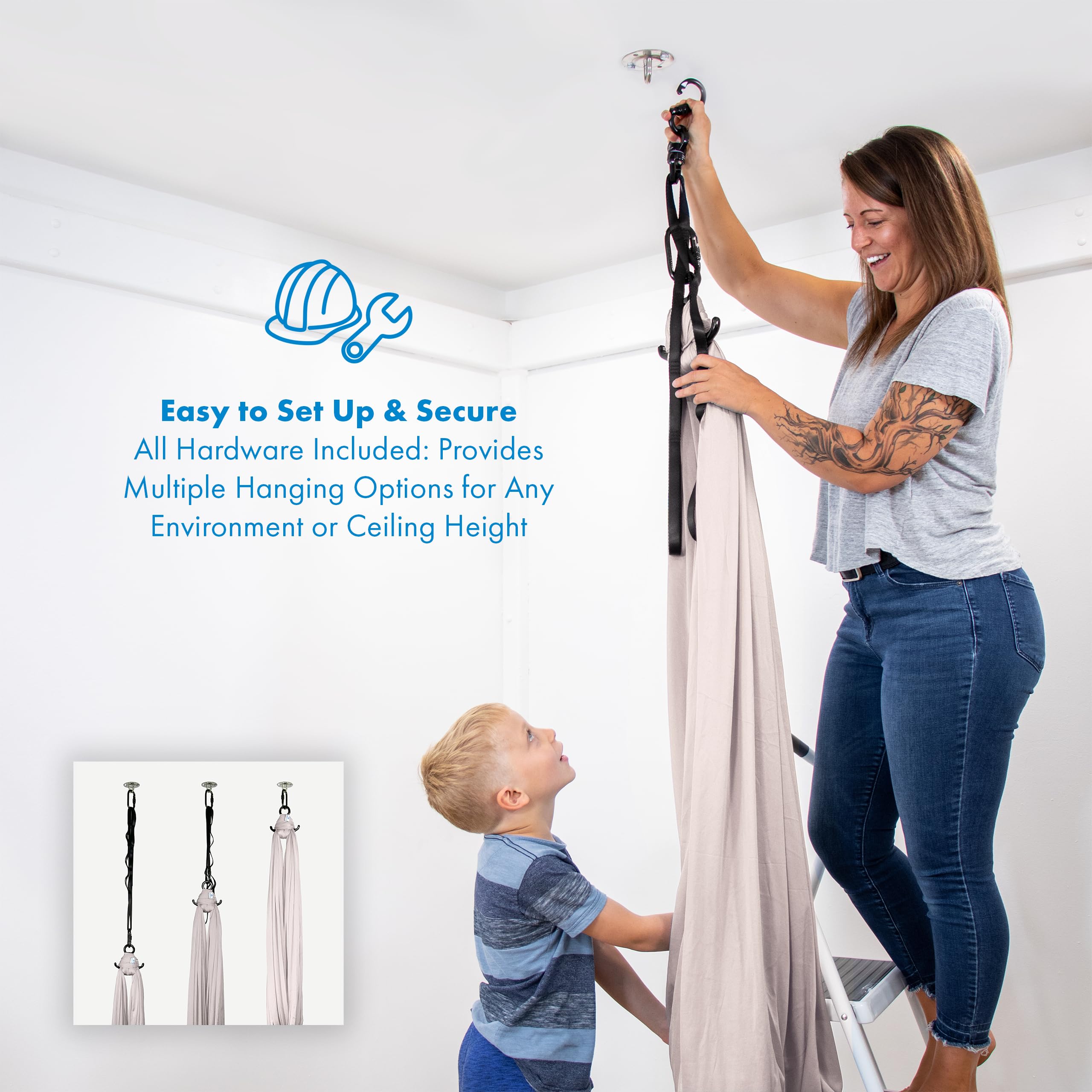 Harkla swing installed in bedroom offering a cozy indoor calming nook