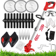 harmkrola front view grass trimmer showing full tool and benefits of cordless mobility
