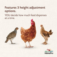 Harris Farms feeder hanging in a coop showing easy access and reduced waste