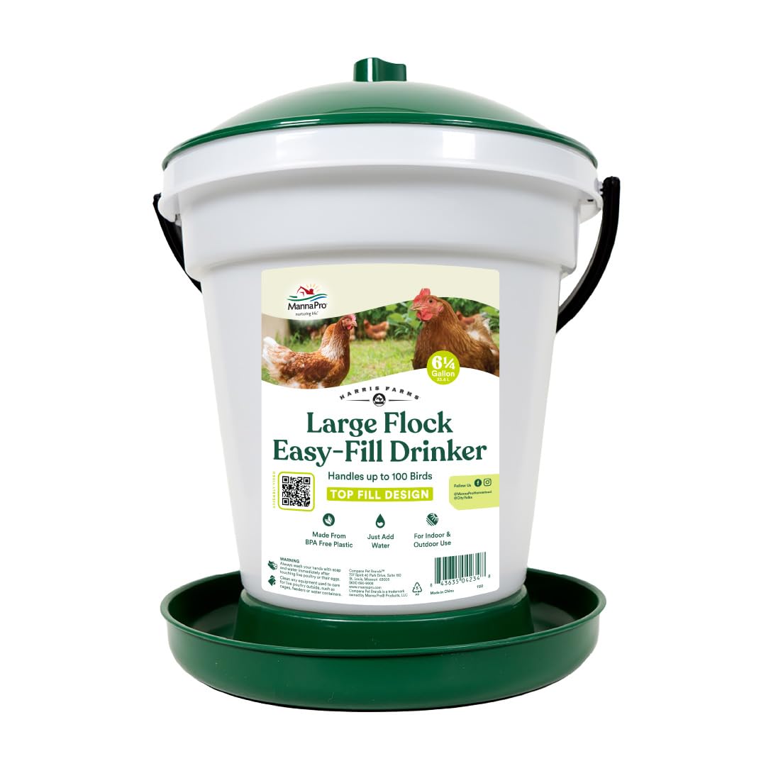 Harris Farms front view of 6.25 gallon drinker showing sturdy build and capacity
