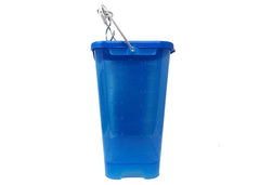 Harris Farms Tap-It hung in a coop with birds drinking, keeping bedding drier