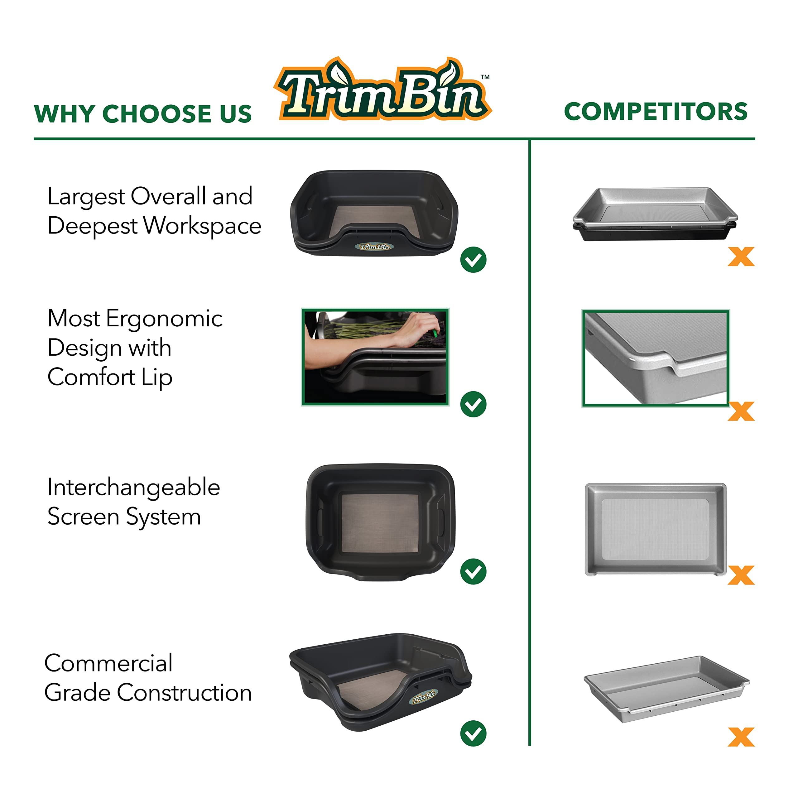 Harvest More TrimBin stacked with other bins showing portable, space-saving storage advantage