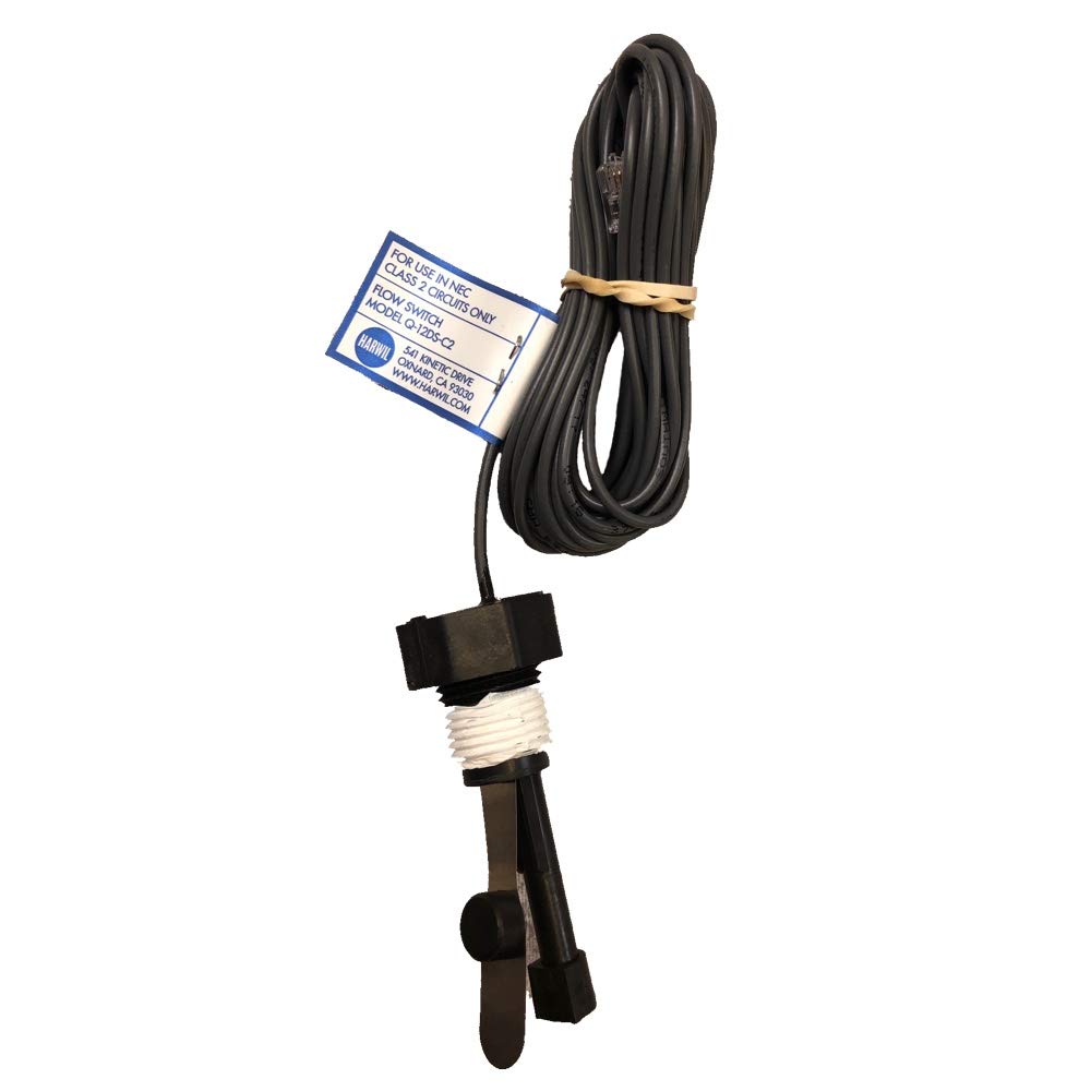 Harwil flow switch installed on pipe with 15ft cable, enables easy professional installation