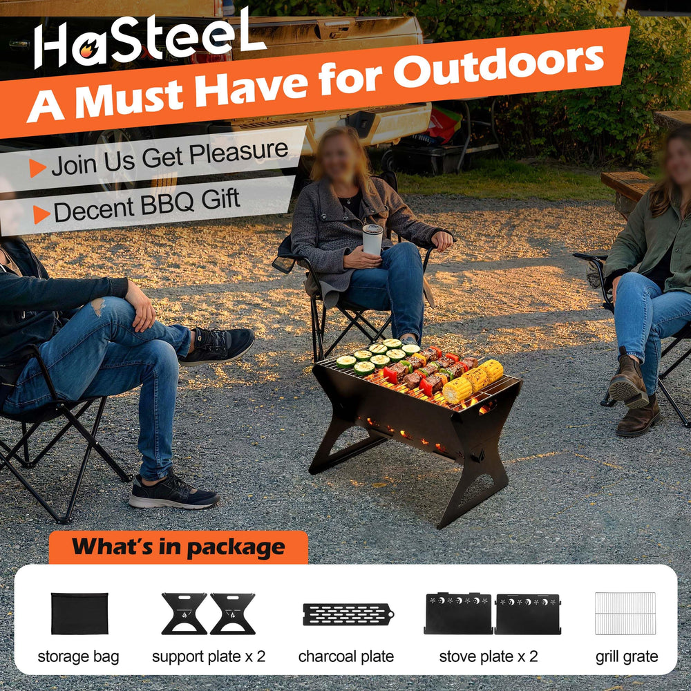 HaSteeL backyard bonfire setup offering cozy fire pit ambiance and convenience