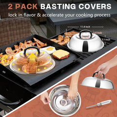 HaSteeL cast iron press detail providing even contact and faster searing