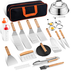 HaSteeL complete 20-piece griddle kit laid out showing all components and portability benefit