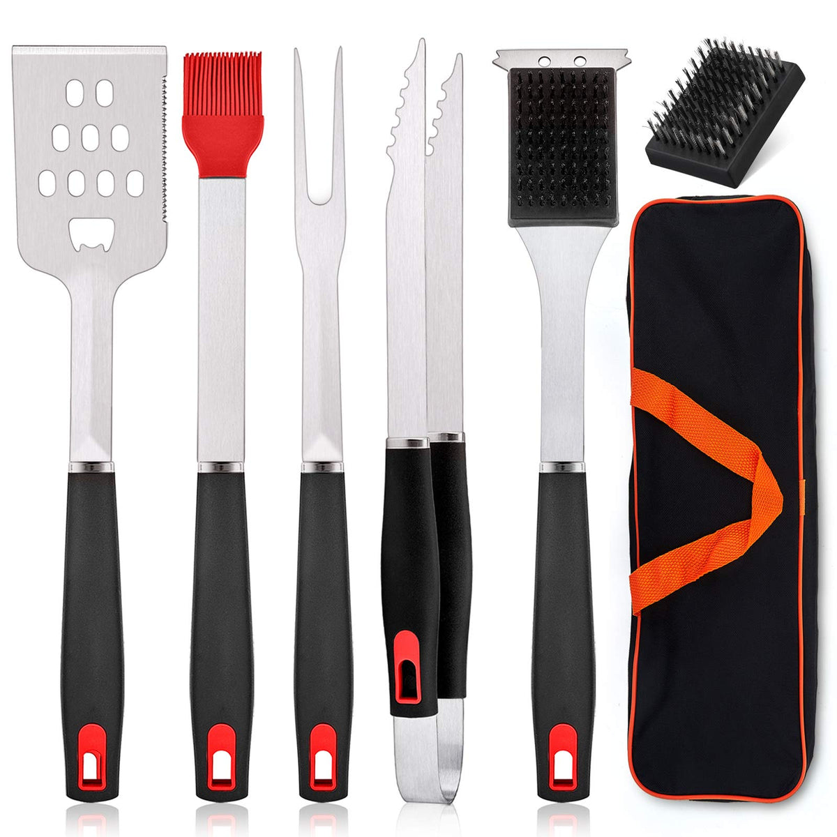 HaSteeL full grill tool set front view showing organized tools and bag benefit
