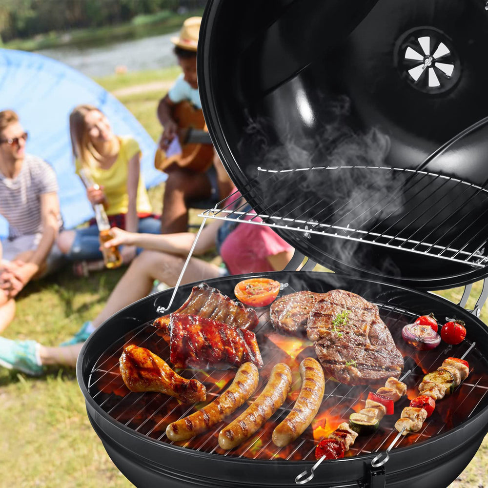 HaSteeL grill in use with burgers showing even searing and charcoal flavor