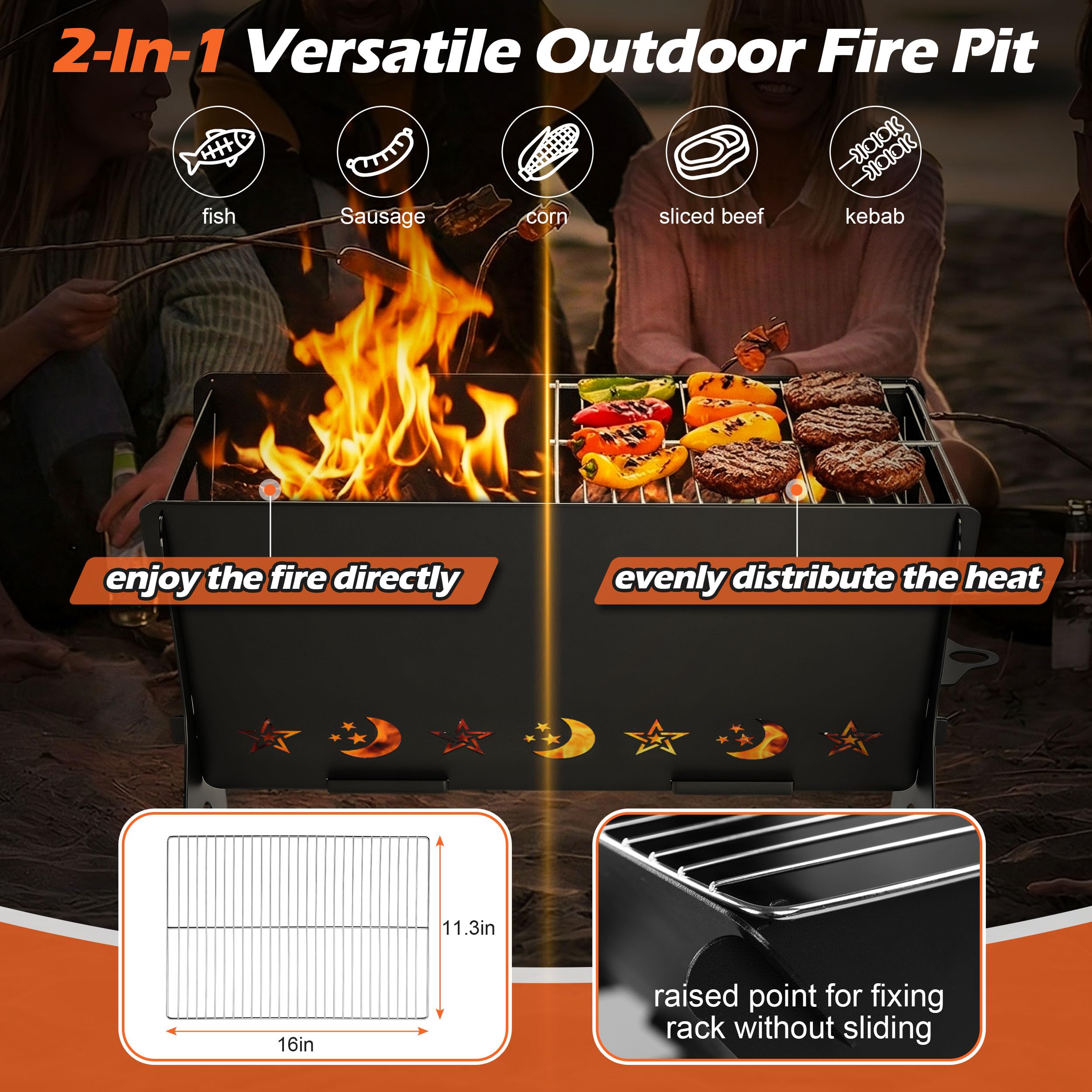 HaSteeL grilling skewers on grate demonstrating even heat and reliable performance