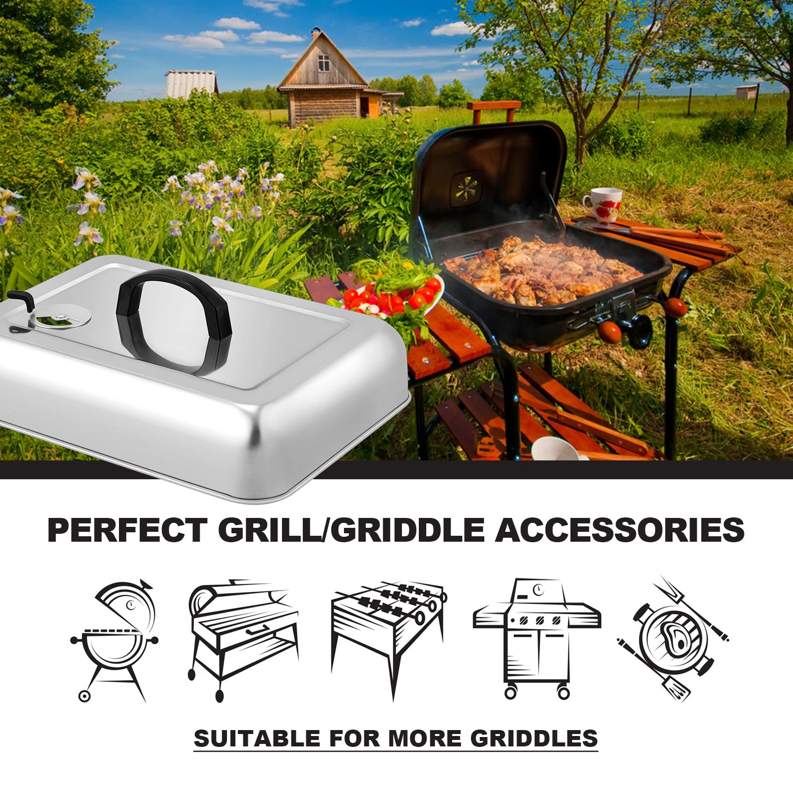 HaSteeL lifestyle backyard BBQ with domes keeping food warm and tidy