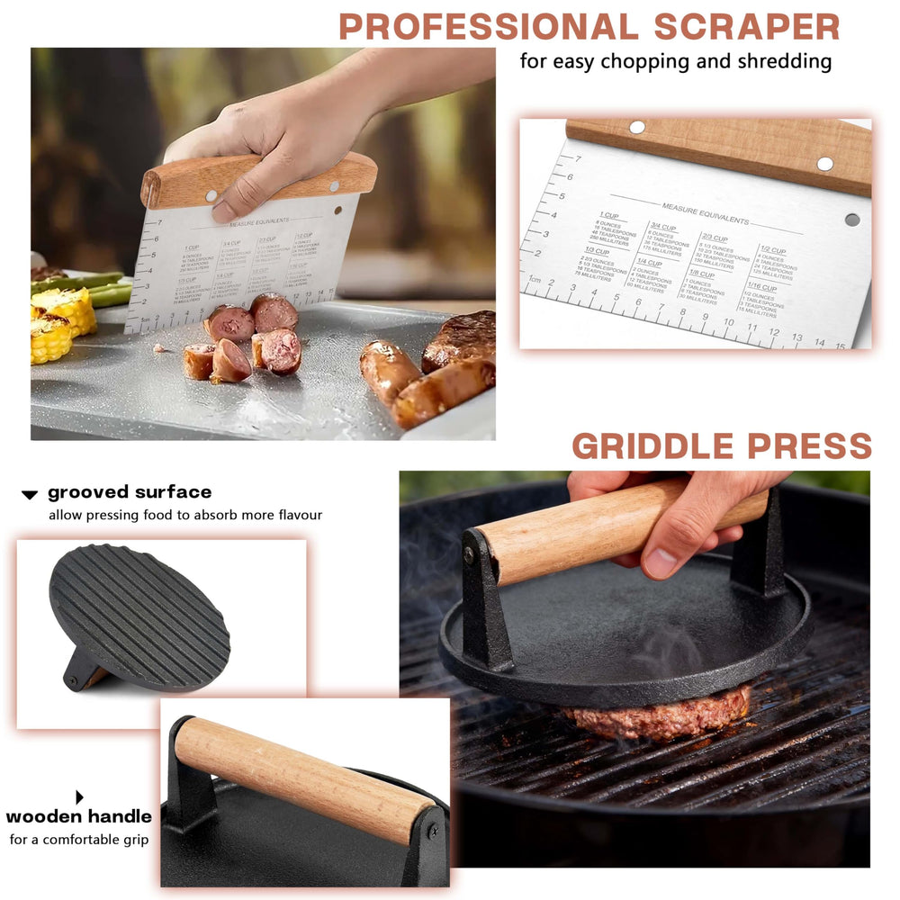 HaSteeL scraper chopper blade view for efficient griddle scraping and cutting