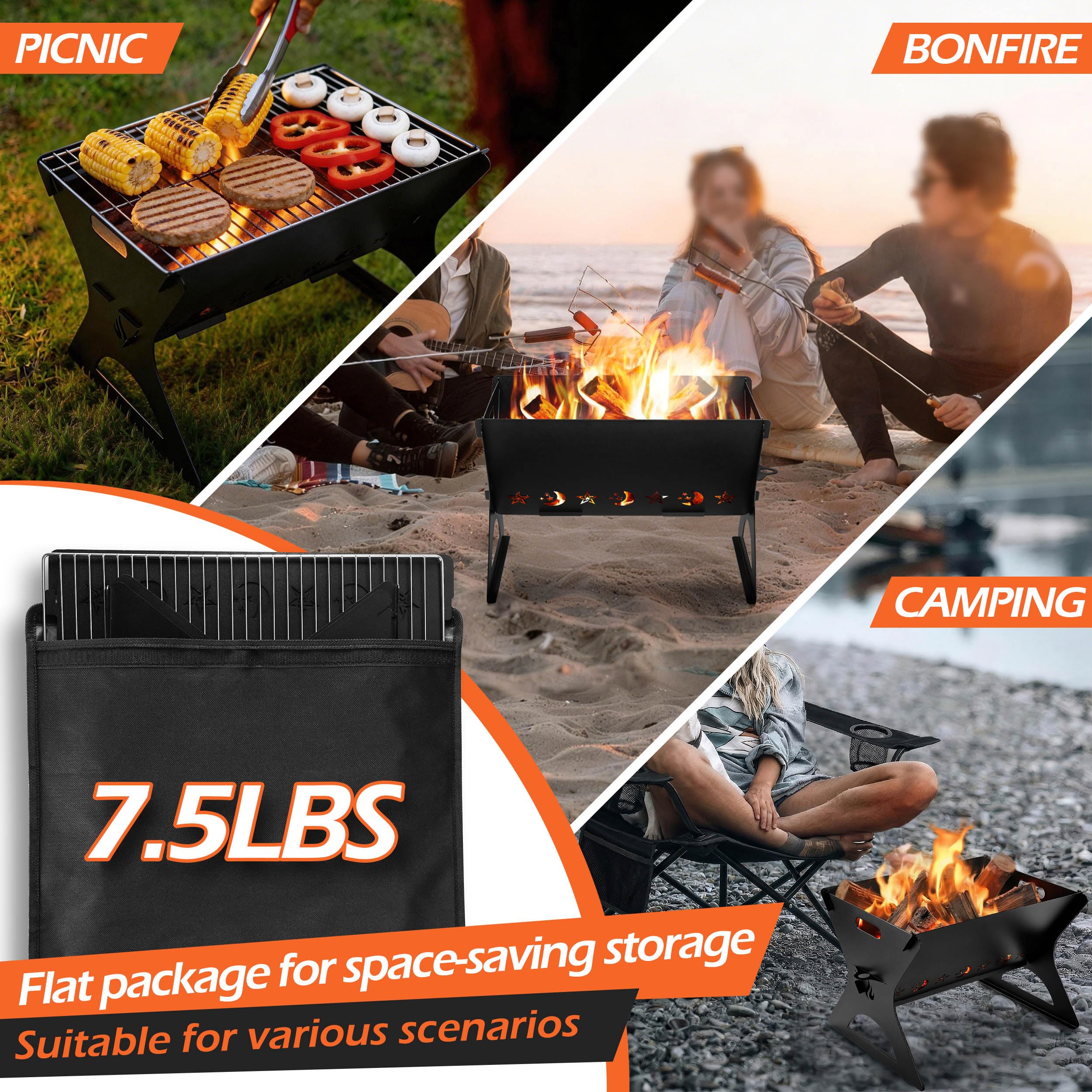 HaSteeL grill next to hand showing lightweight size and easy carry benefit