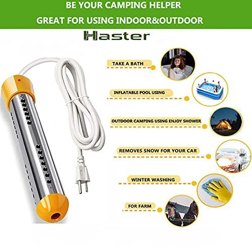 Haster immersed in a bucket heating water quickly and safely
