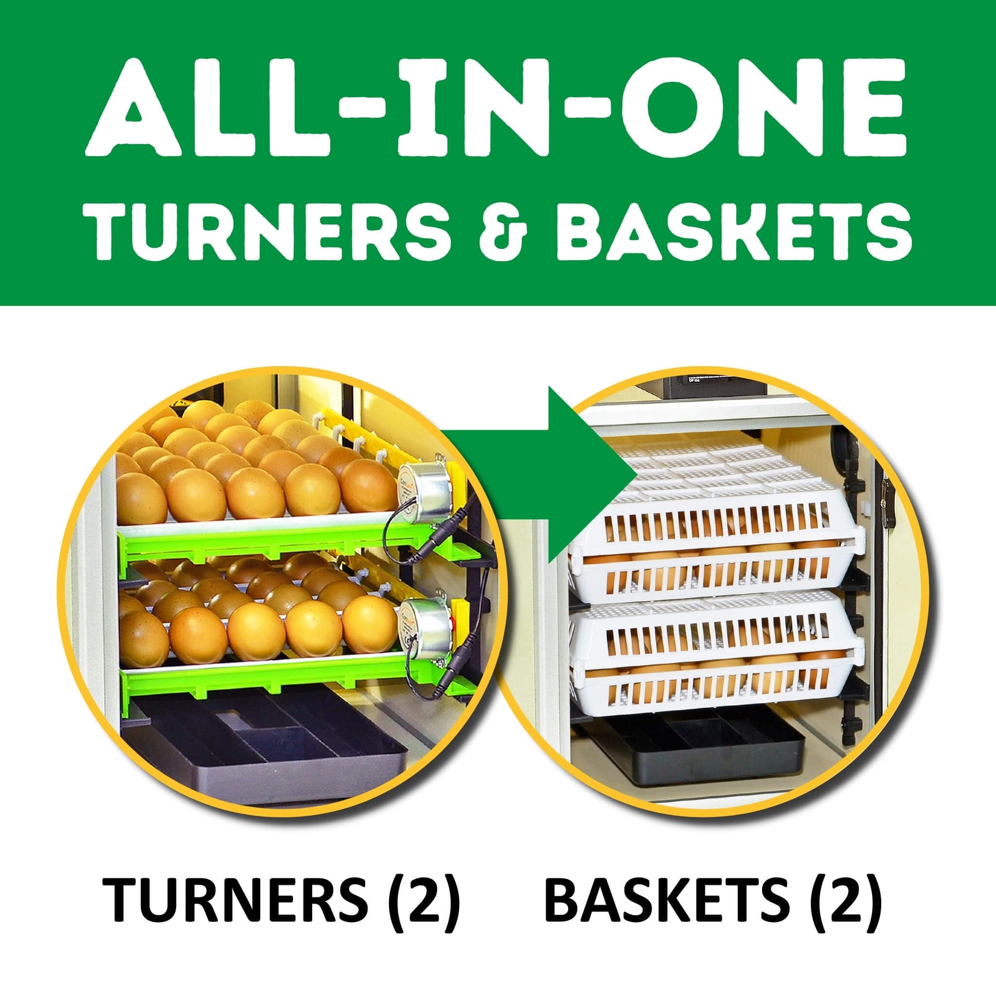Hatching Time inside view showing Conturn 30 turners for gentle, precise rotation benefit