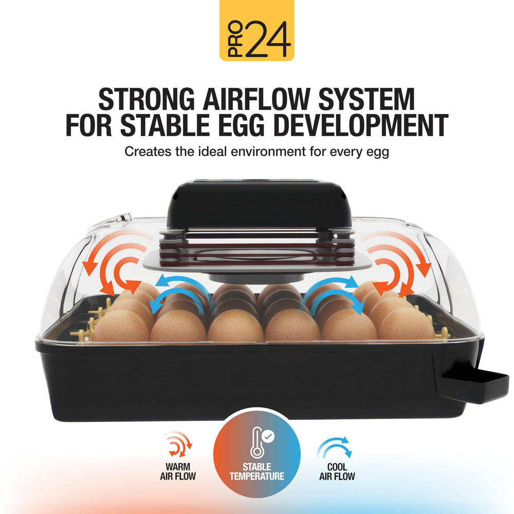 Hatching Time Pro24 control panel display with digital temperature and humidity readout