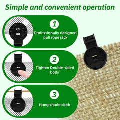 HATJICB clips securing shade cloth inside a greenhouse for tidy installation