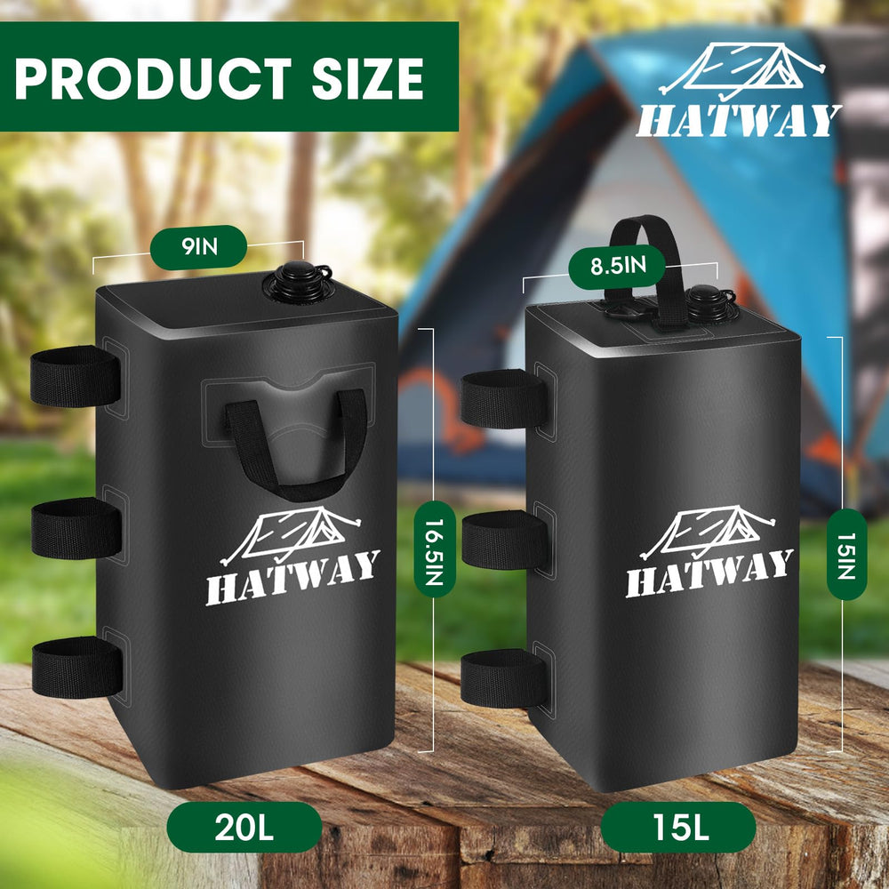 Hatway filled water bag attached to canopy leg providing stable anchoring in wind